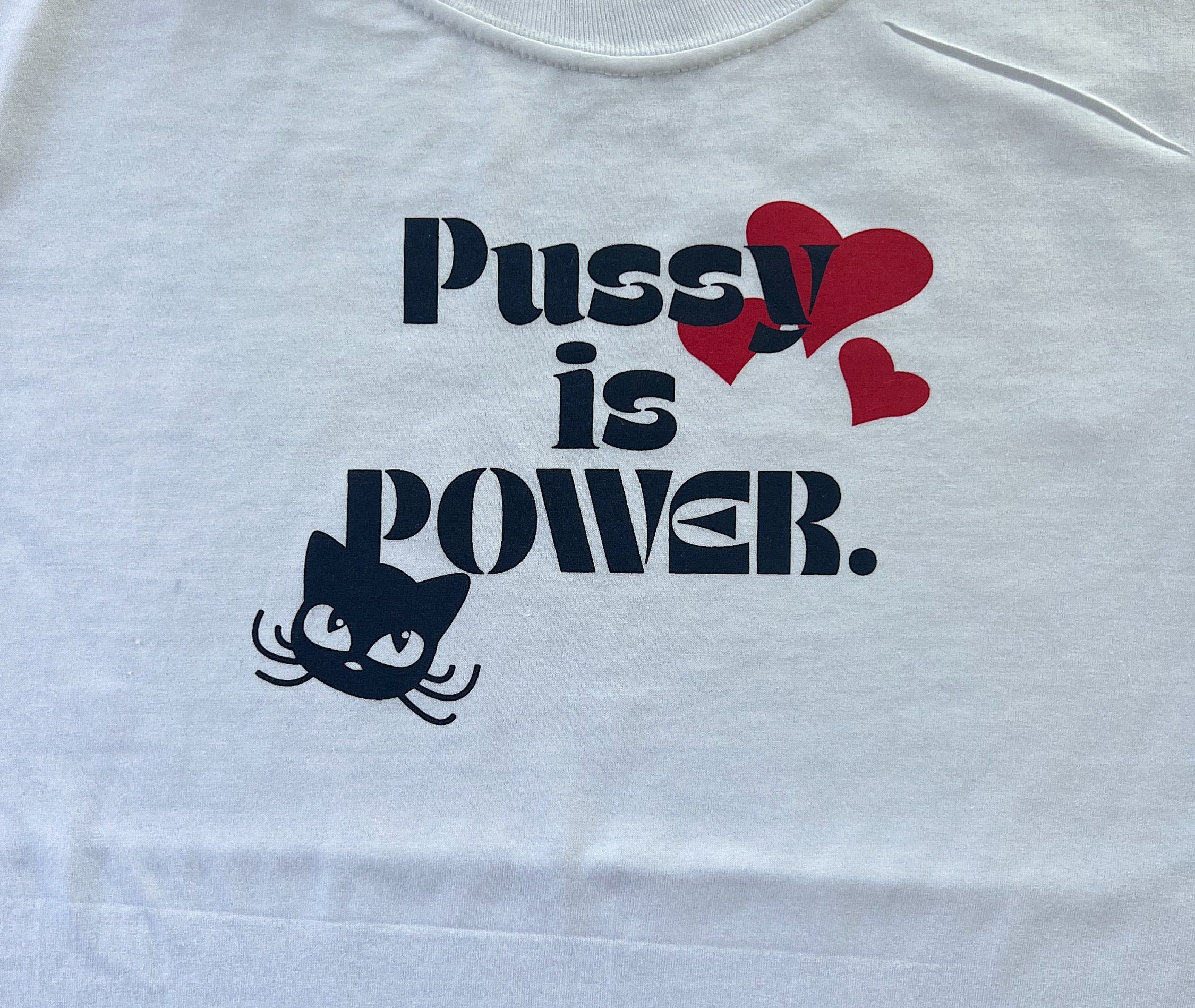 Vintage-inspired "Pussy Power" Baby Tee - Y2K Clothing