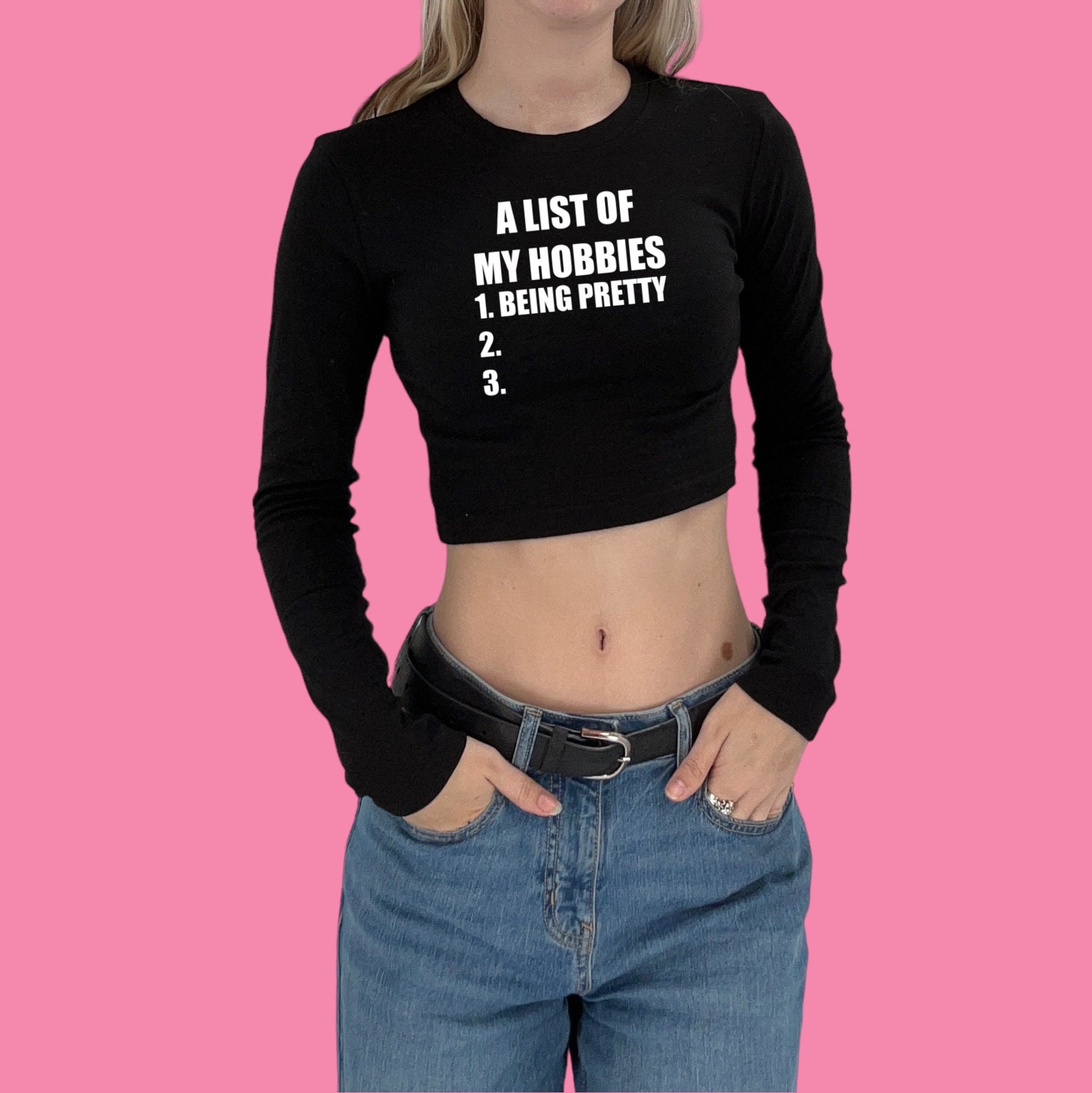 Vintage-Inspired Y2K Crop Top with Baby Tee and Long Sleeve