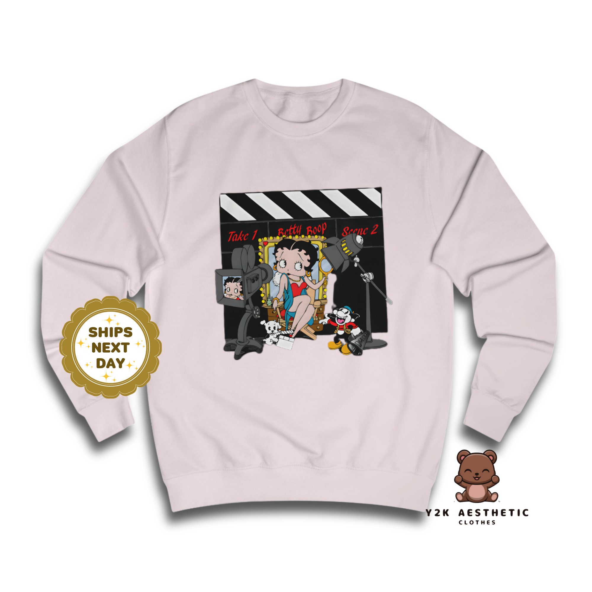 Vintage Betty Boop Sweatshirt for Women - Y2K Cartoon Clothes
