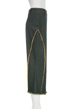 Vintage Fairy Y2K Clothing: Grunge Long Skirt & Jeans for Harajuku Fashion