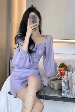 Vintage Lavender Off Shoulder Fairy French Dress