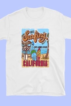 Vintage Santa Monica California Surfing Tee - Retro Style Y2K Beach Shirt