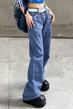 Vintage Y2K Harajuku Grunge Fashion Blue Jeans Streetwear