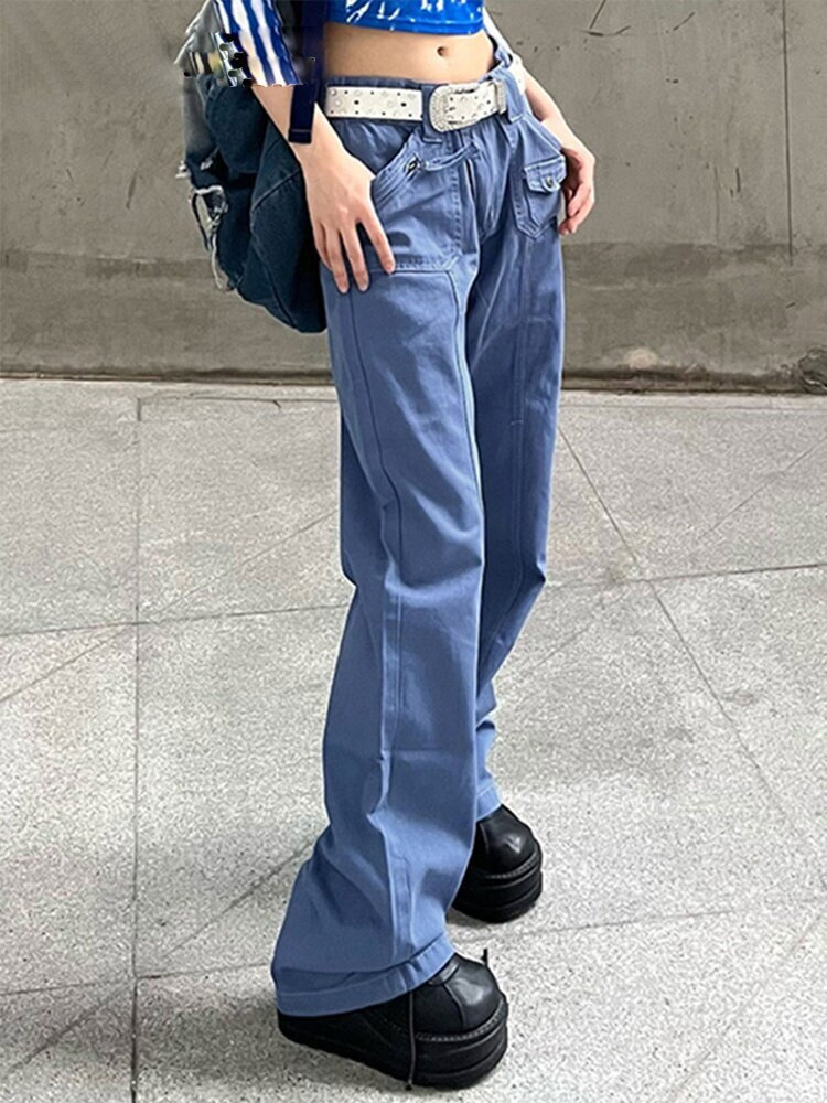 Vintage Y2K Harajuku Grunge Fashion Blue Jeans Streetwear