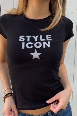 Vintage Y2K Style Icon Graphic Print Baby Tee