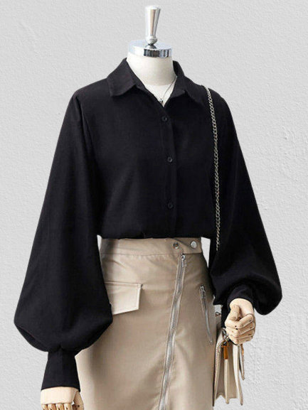 Vintage Y2K Style Lantern Sleeve Blouse Shirt for Women