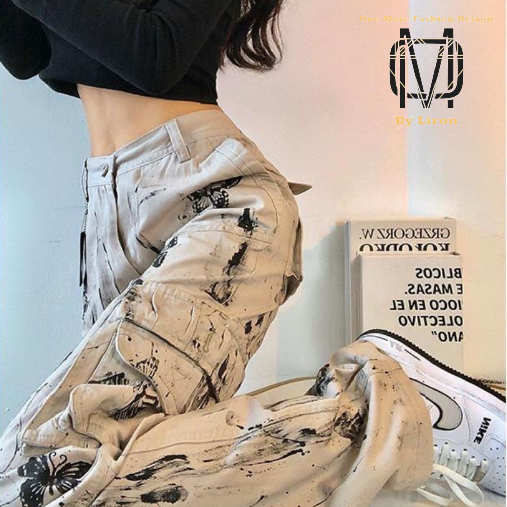 Women's High Waist Tie Dye Butterfly Print Pants Y2K Streetwear