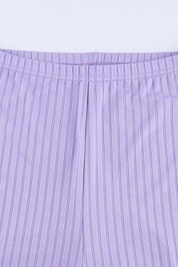 Women's Purple Ribbed Sweatpants - Y2K Streetwear Flare Pants