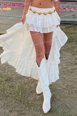 Y2K Aesthetic White Asymmetrical Fairy Skirt