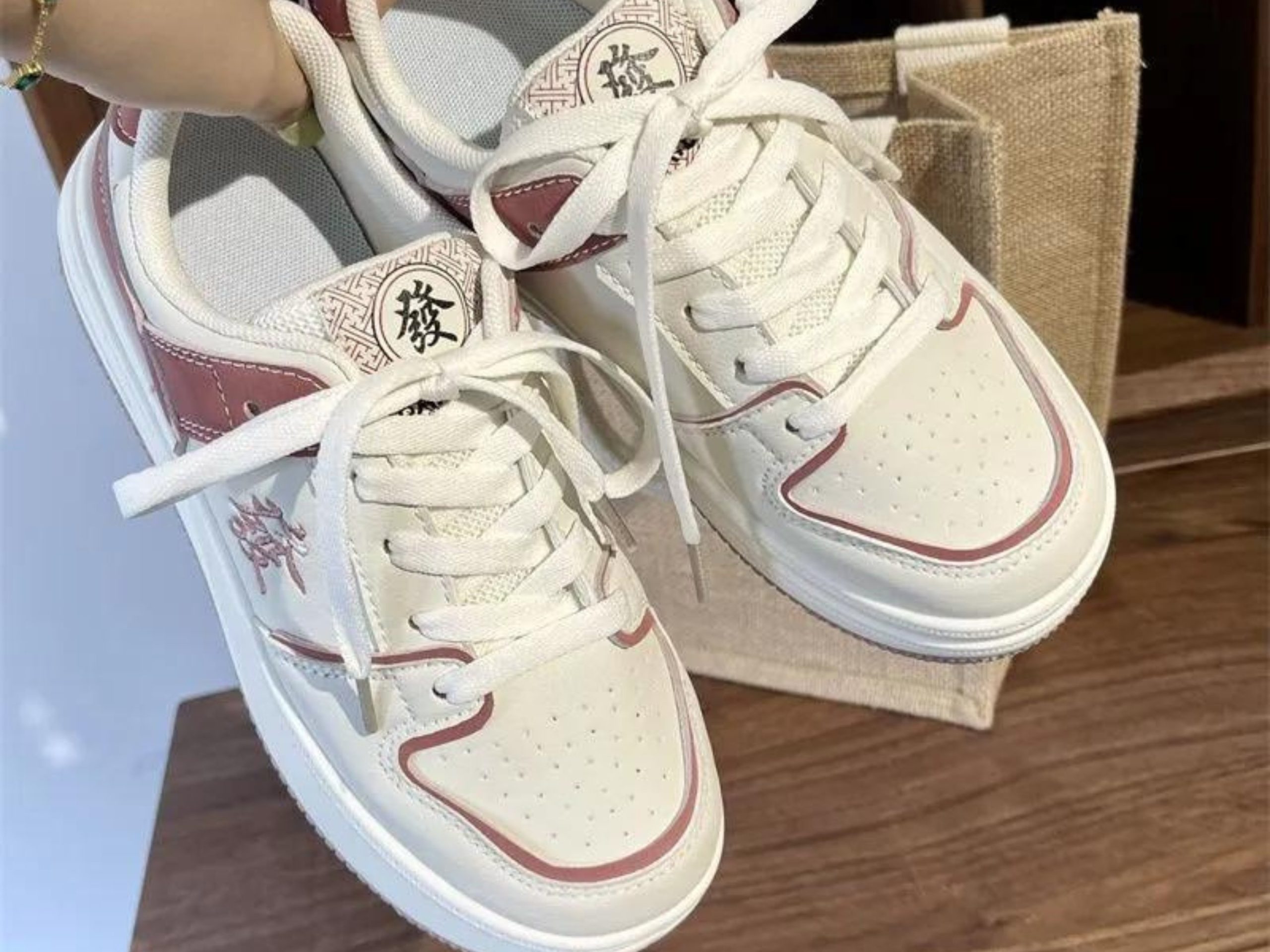 Y2K Chinese Style Casual Sneakers with Text Embroidery for Women