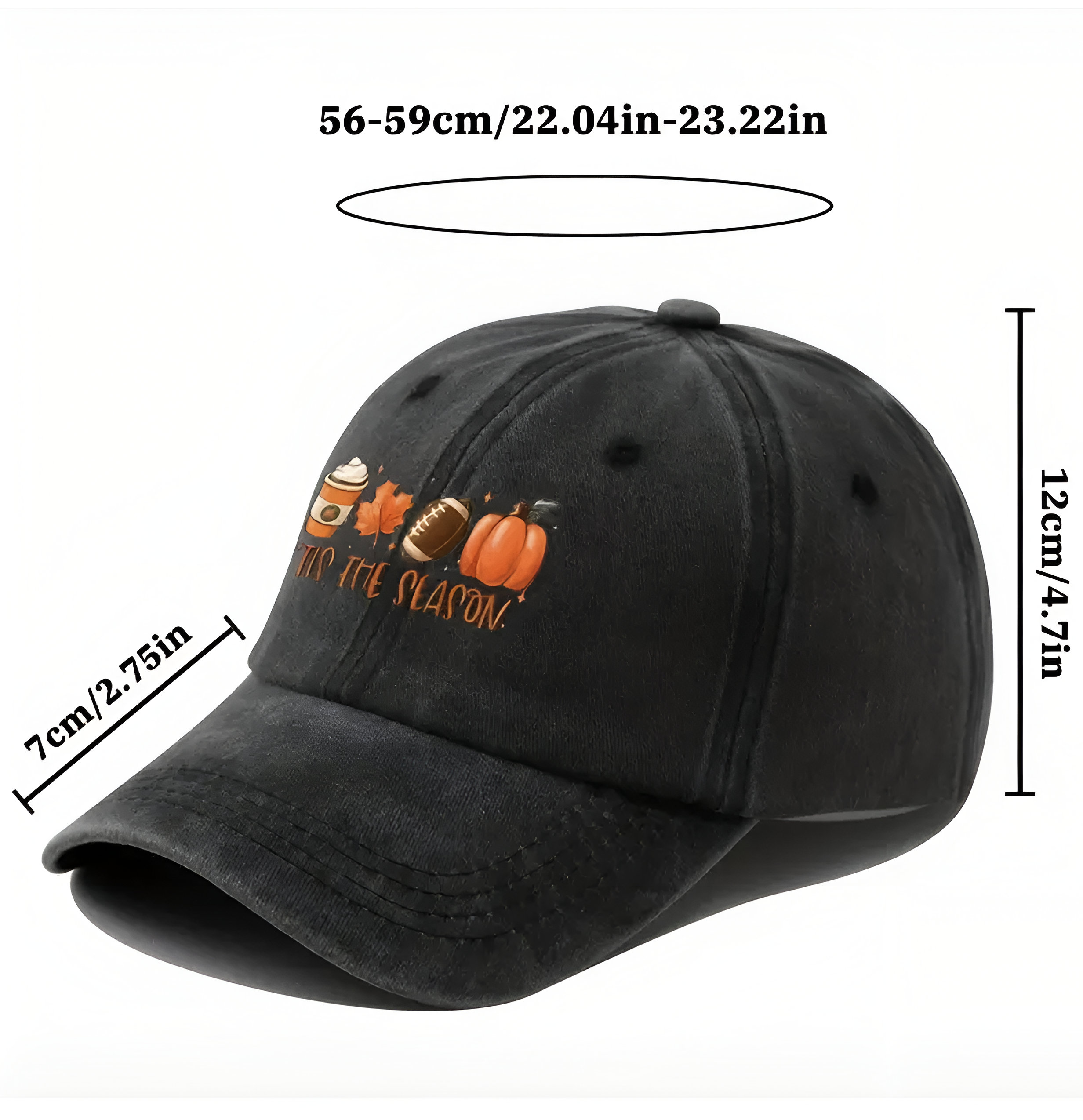 Y2K Clothing: Breathable Printed Pumpkin Washed Baseball Cap