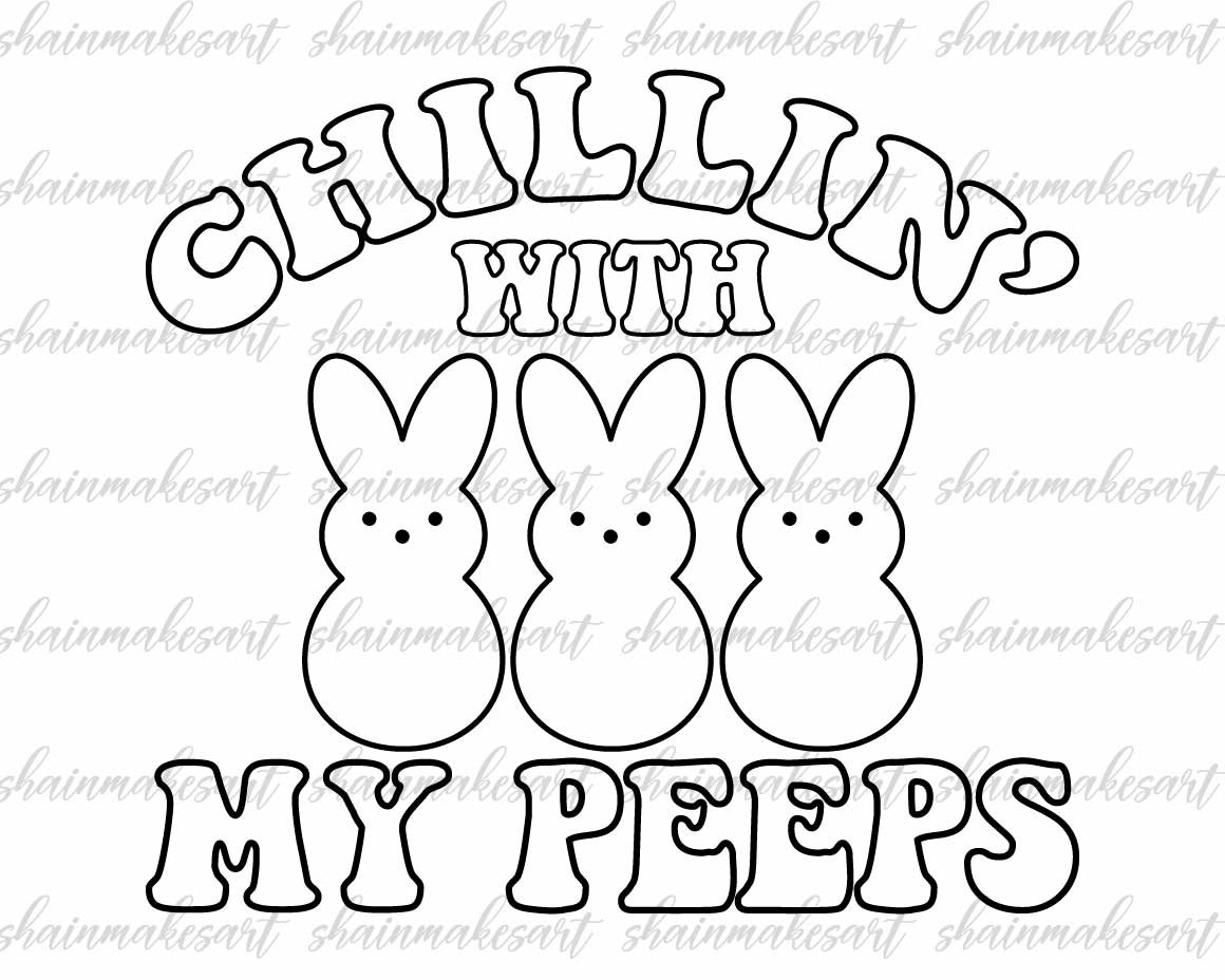 Y2K Easter Peeps Kids Coloring Shirt - SVG PNG Sublimation Print File