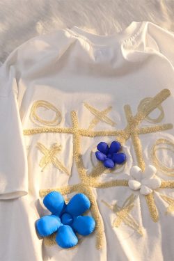 Y2K Embroidery Designer Flocking Graphic Tee Women's Short-sleeved Top