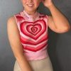 Y2K Groovy Heart Pattern Knitted Sweater