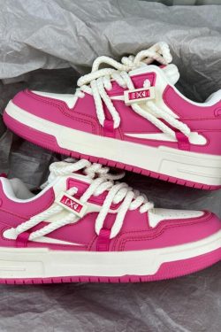 Y2K Harajuku Kawaii Pink Sneakers for Unisex Adults