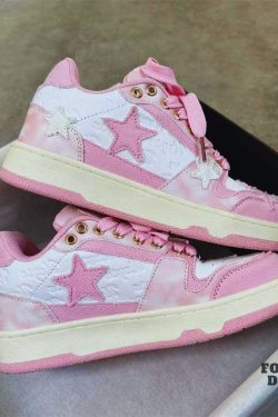 Y2K Harajuku Pink Star Sneakers - Kawaii Platform Shoes for Women and Men