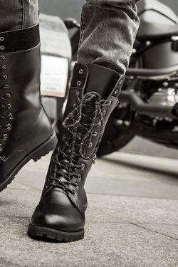 Y2K Men's Mid-Calf Buckle Strap Motorcycle Boots