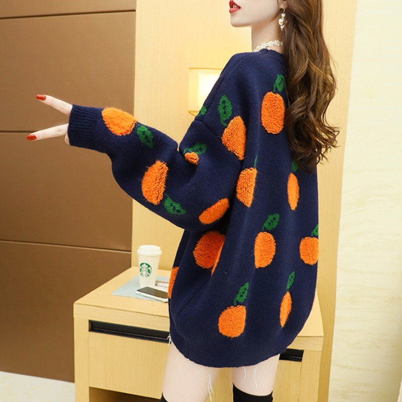 Y2K Orange Fruit Knitted Sweater