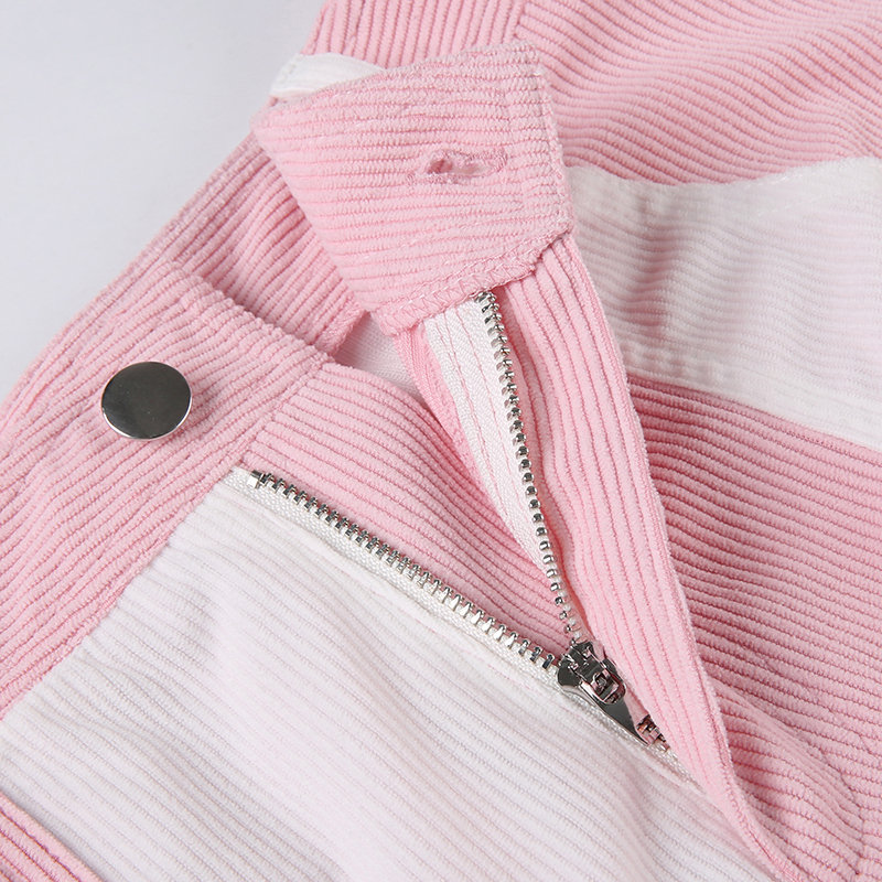 Y2K Pink Corduroy Cargo Pants - Streetwear
