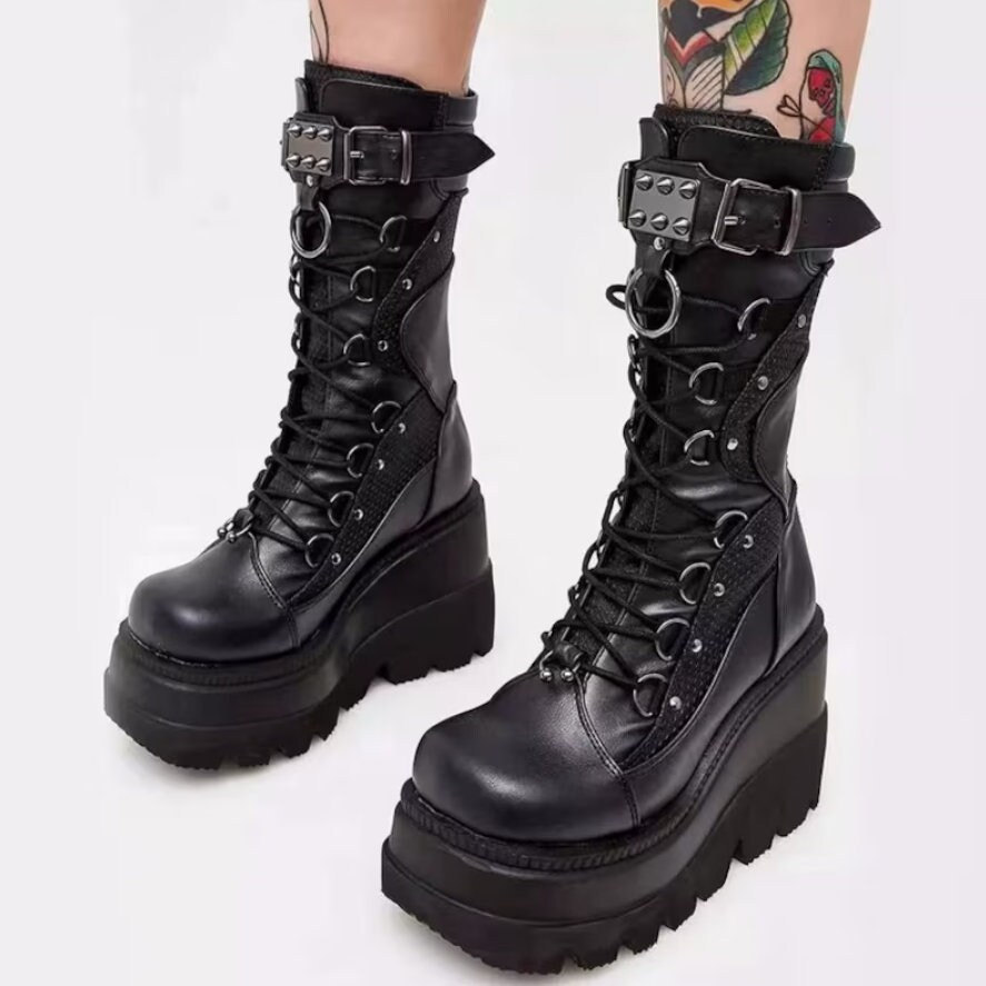 Y2K Punk Gothic Knee High Emo Boots