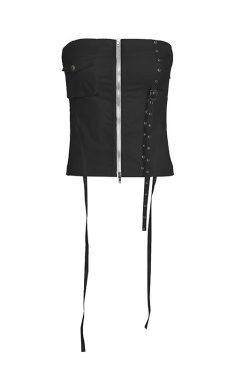 Y2K Punk Style Ribbon Stitched Corset Top for Women