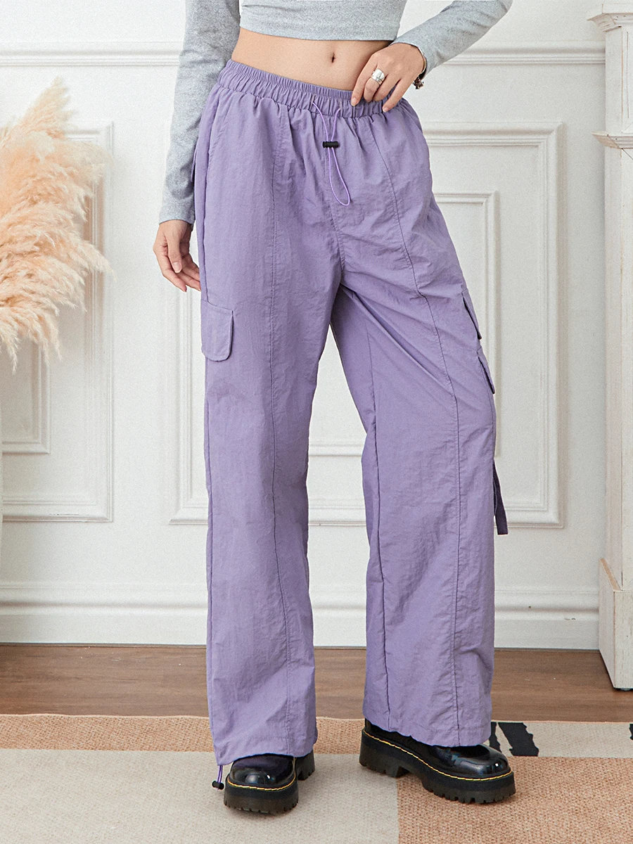 Y2K Purple Streetwear Cargo Pants