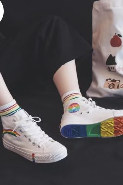 Y2K Rainbow Pride Equality High Top Canvas Sneakers