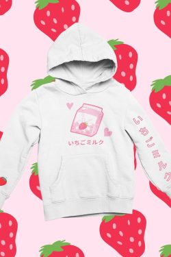 Y2K Strawberry Milk Graphic Hoodie