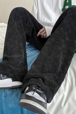 Y2K Streetwear: Corduroy Check Pattern Pants