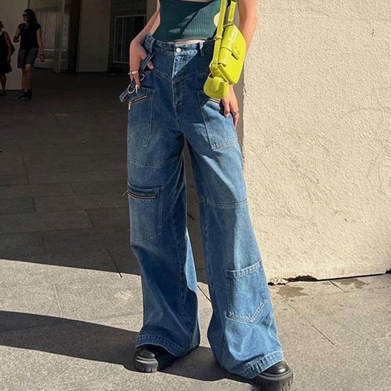 Y2K Vintage Baggy Pants with Zipper Pockets
