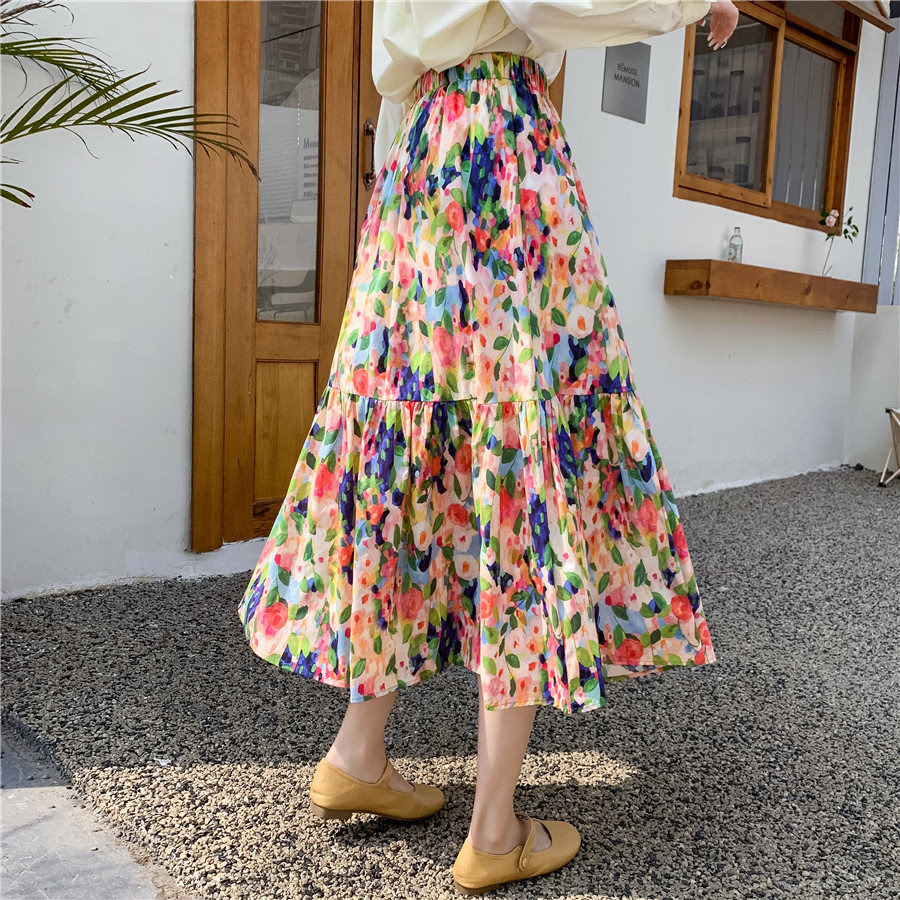 Y2K Vintage Floral A-Line Skirt