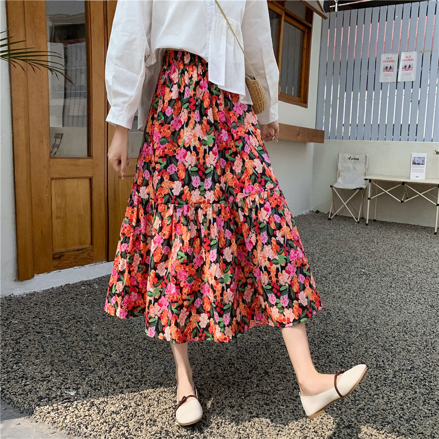 Y2K Vintage Floral A-Line Skirt