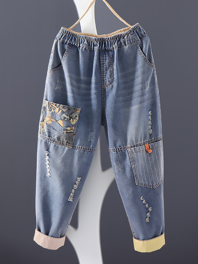 Y2K Vintage Patchwork Harem Trouser