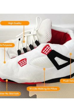 Y2K White and Red Slip Kickz Sneaker Slippers for Kids and Adults