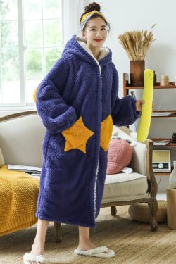 Y2K Women's Oversized Star Hoodie Fleece Blanket Robe