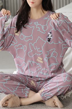 autumn winter women's loungewear set   elegant long sleeve pajamas 6975