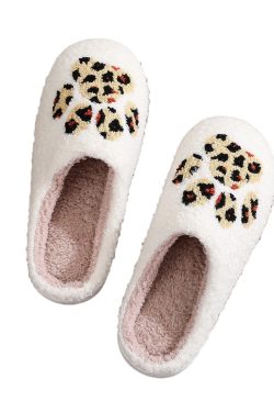 cozy cartoon leopard print cat's paw cotton slippers for home 5780