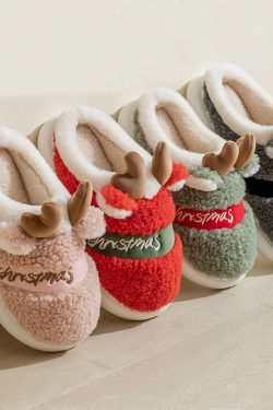 cozy elk christmas winter slippers   soft house bedroom shoes 5664