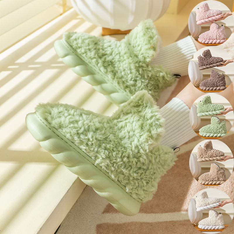 cute high heeled cotton slippers   waterproof for indooroutdoor winter wear 7419