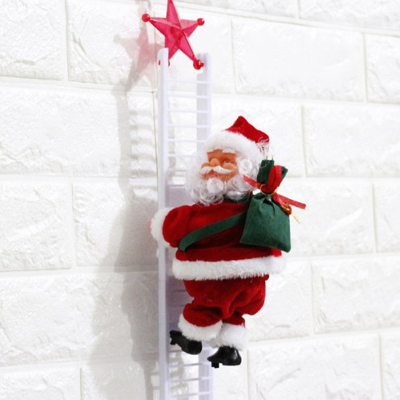electric santa claus climbing ladder toy   perfect for christmas decor 5181
