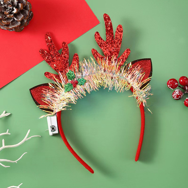flashing christmas hair band with xmas tree  snowflake  deer horn 1099