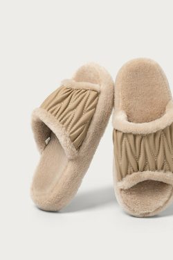 fluffy women's slippers for home & office   autumnwinter shoes 2888
