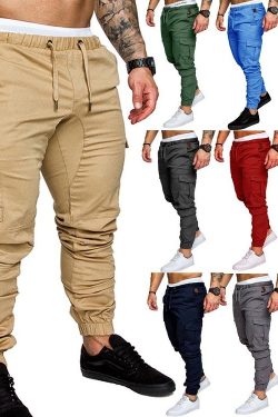men's casual drawstring pants in woven fabric   comfortable wear 4711
