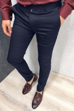 men's formal tappered pants in solid color for casual wear 6515