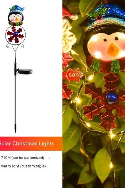 outdoor solar led christmas snowman elk ground plug light 3914