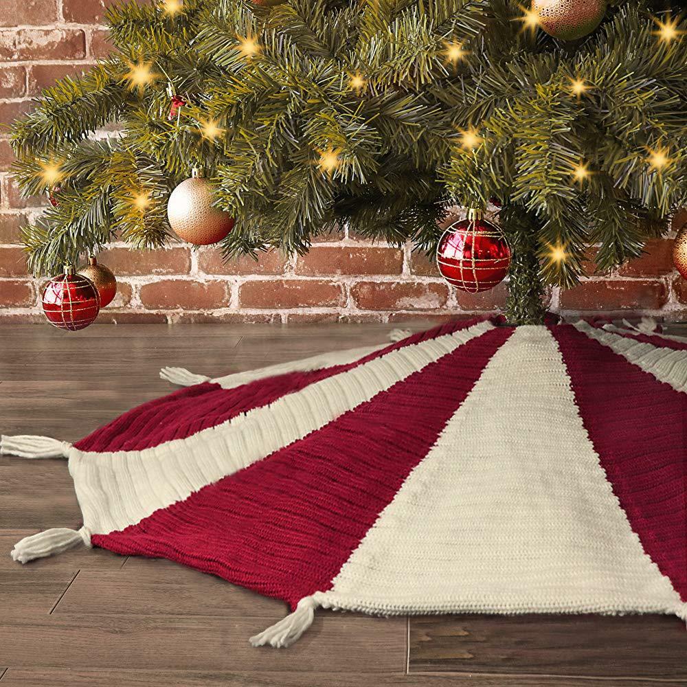 red & white tassel knitted skirt for christmas tree bottom decoration 5858