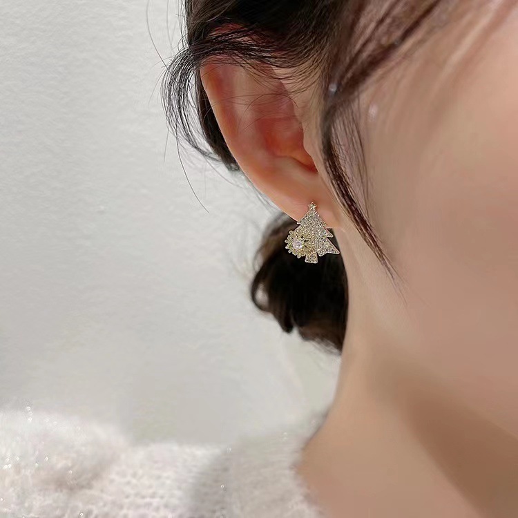 rotatable rhinestone snowflake earrings   xmas festival jewelry gift 7001