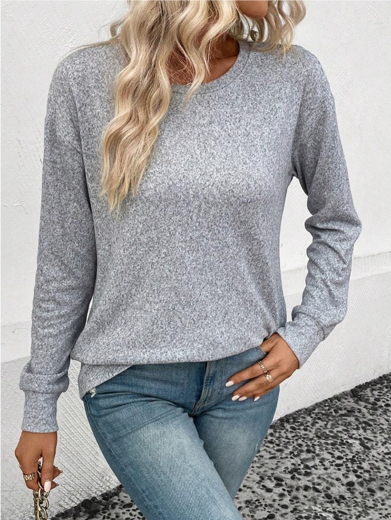 round neck casual sweater in loose solid color for everyday wear 5997