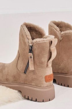 thick plush women's snow boots   faux suede non slip winter footwear 8619