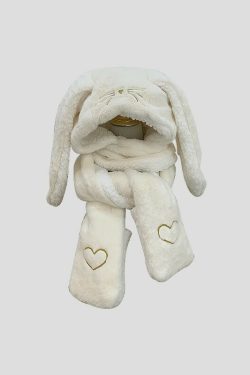winter warm fleece lined hat and scarf with long rabbit ears 7047